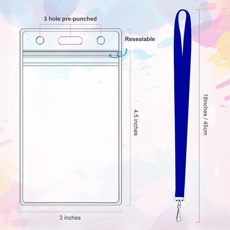 Goodern Colorful Lanyard With Id Card Holder,5 Pcs Durable Cruise Lanyards With Waterproof Clear Name Tags Office Travel Accessories School Id Badges Cards Name Badges Holder For Adults Kids-A - Image 4