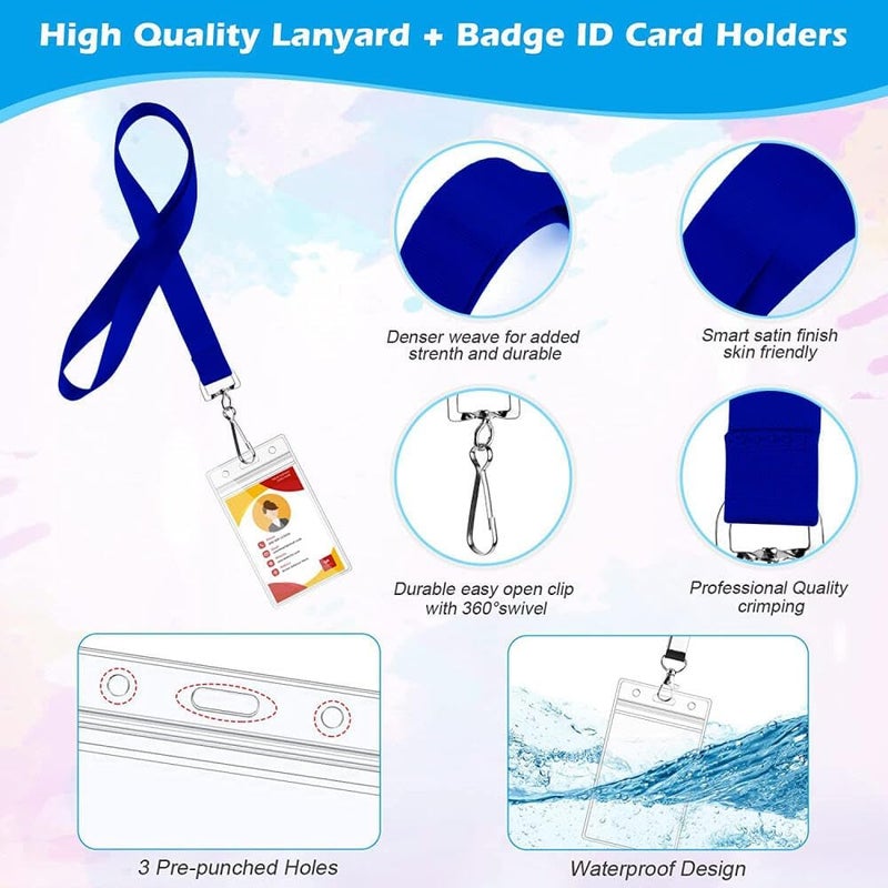 Goodern Colorful Lanyard With Id Card Holder,5 Pcs Durable Cruise Lanyards With Waterproof Clear Name Tags Office Travel Accessories School Id Badges Cards Name Badges Holder For Adults Kids-A - Image 5