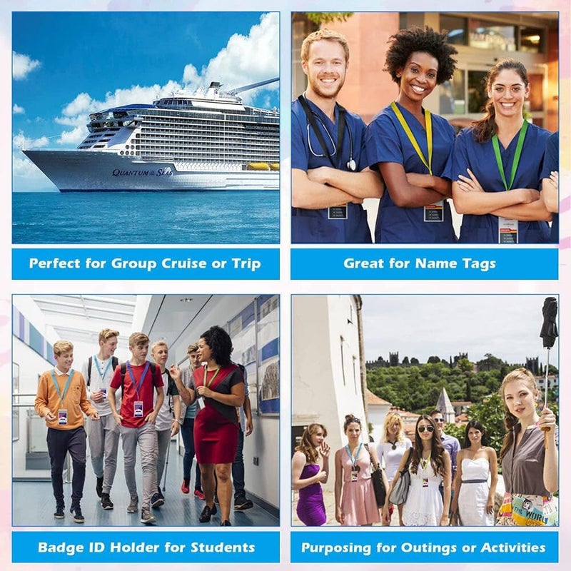 Goodern Colorful Lanyard With Id Card Holder,5 Pcs Durable Cruise Lanyards With Waterproof Clear Name Tags Office Travel Accessories School Id Badges Cards Name Badges Holder For Adults Kids-A - Image 2