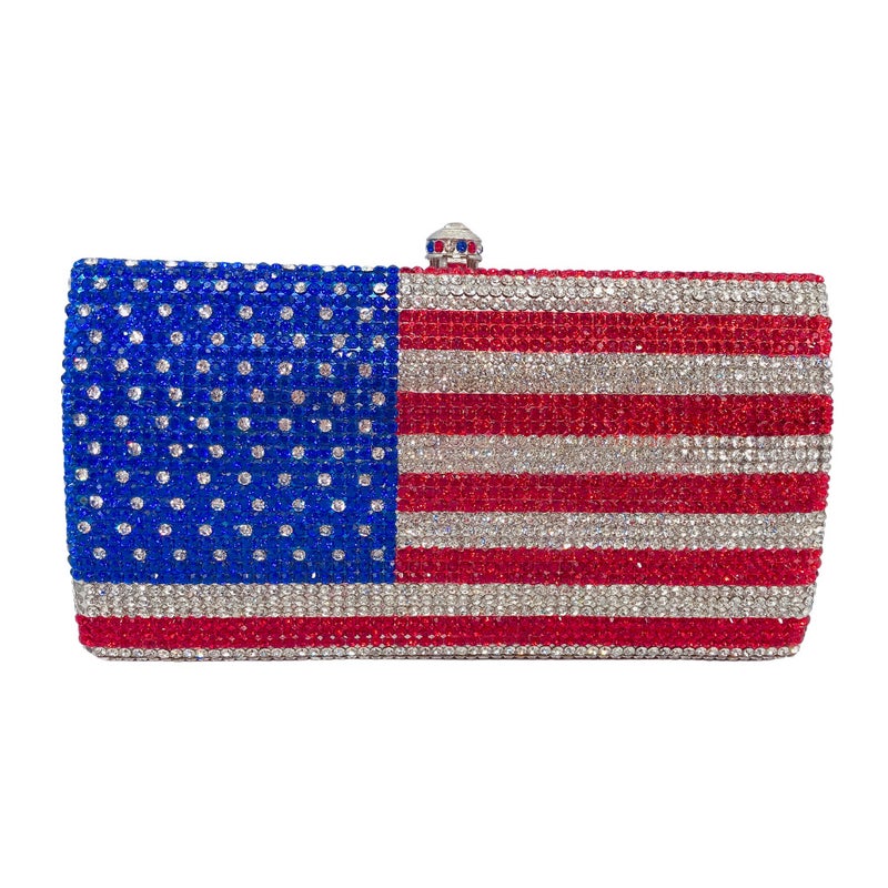 Carefully Selected American Flag Diamond-Encrusted Evening Bag Export Full Diamond Clutch Bag Banquet Women'S Bag Rhinestone Bag - Image 1