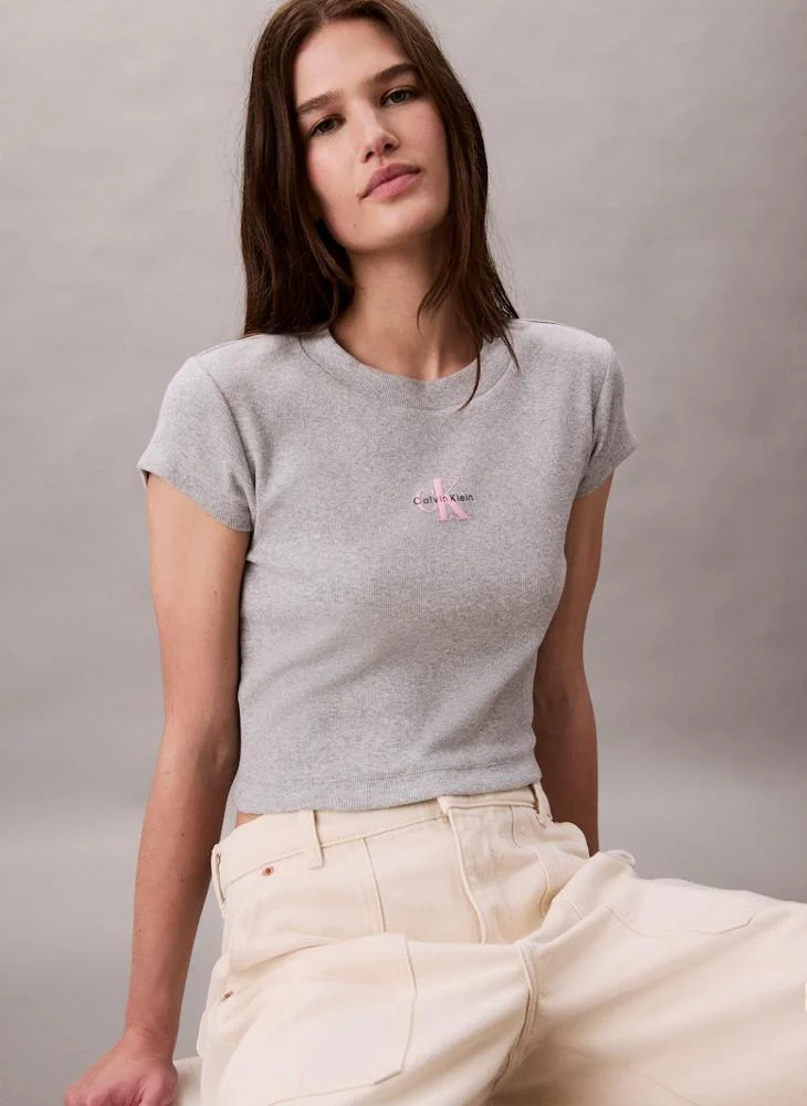 Calvin Klein Jeans  Monologo Baby Rib T-Shirt for Women | Best Price UAE