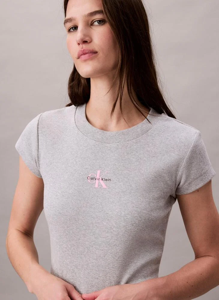Calvin Klein Jeans  Monologo Baby Rib T-Shirt for Women | Best Price UAE