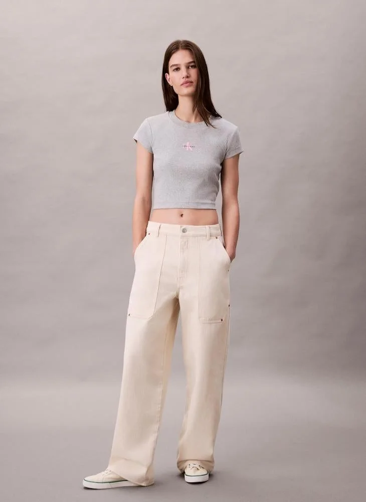Calvin Klein Jeans  Monologo Baby Rib T-Shirt for Women | Best Price UAE