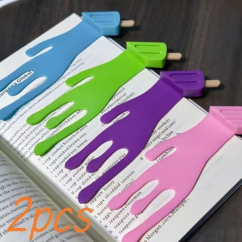 2 Random Colors Fun Ice Cream Cone Bookmark Set Non Slip Page Markers For Books Journals Office Use Cute Ice Cream Design Gifts For Book Lovers Students Professionals - Image 1
