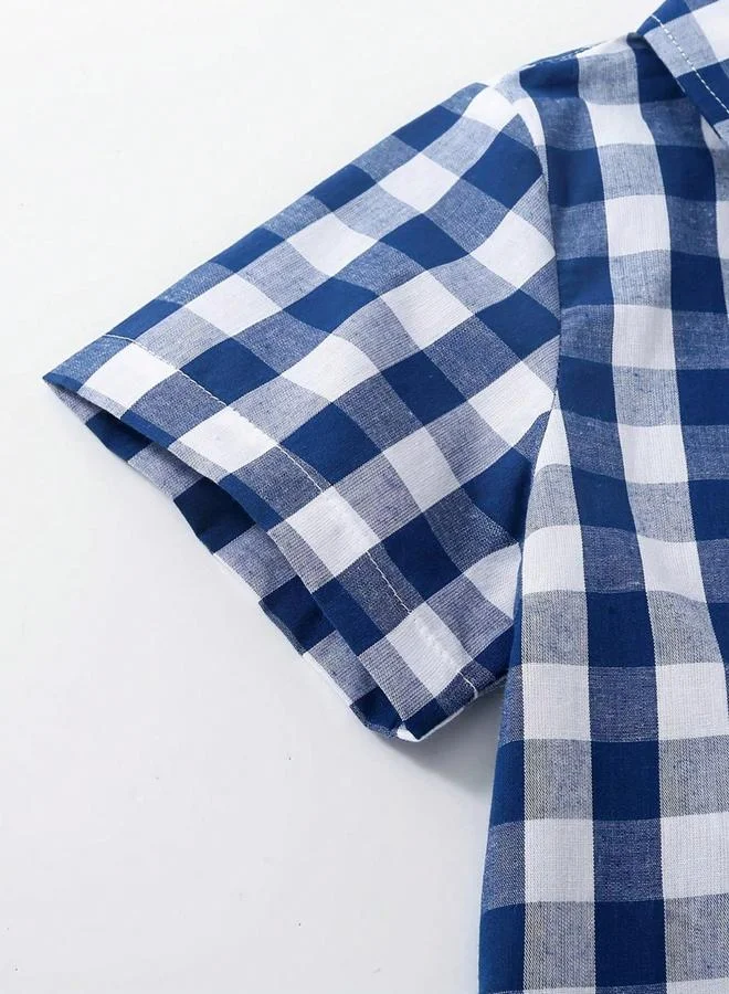 Take Two  Blue Checked Short Sleeve Shirt for Men | Best Price UAE