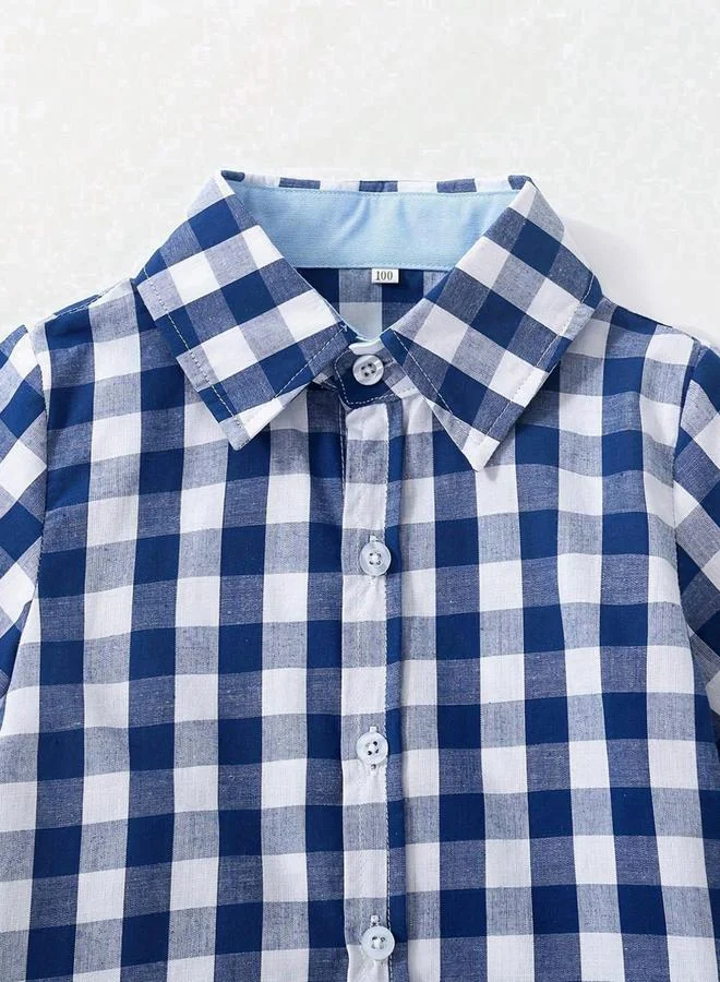 Take Two  Blue Checked Short Sleeve Shirt for Men | Best Price UAE