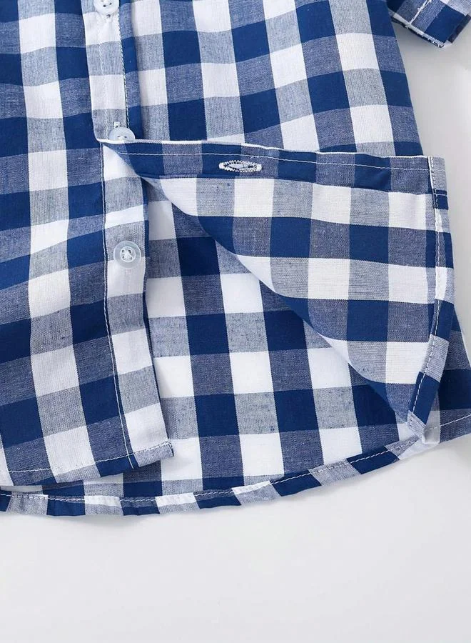Take Two  Blue Checked Short Sleeve Shirt for Men | Best Price UAE