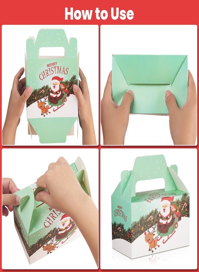 FloraSea 24 PCS 3D Christmas Cookie Gift Boxes with Handles for Holiday Xmas, School Classroom Party Favor Supplies, Candy Treat Cardboard Cookie Boxes, 4 Designs, Christmas Gift Boxes - Image 3