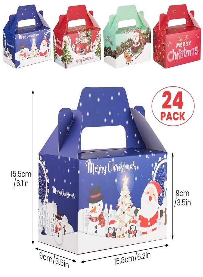 FloraSea 24 PCS 3D Christmas Cookie Gift Boxes with Handles for Holiday Xmas, School Classroom Party Favor Supplies, Candy Treat Cardboard Cookie Boxes, 4 Designs, Christmas Gift Boxes - Image 2