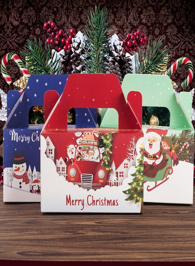 FloraSea 24 PCS 3D Christmas Cookie Gift Boxes with Handles for Holiday Xmas, School Classroom Party Favor Supplies, Candy Treat Cardboard Cookie Boxes, 4 Designs, Christmas Gift Boxes - Image 5