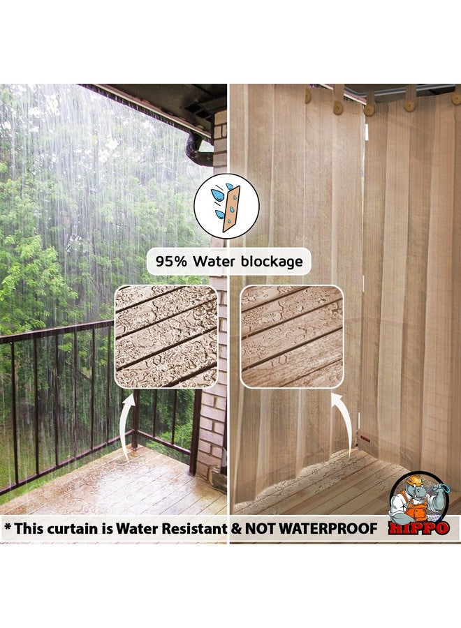 HIPPO - PE 95% Outdoor Sun Blocking Balcony Curtains Loop UV Protection, Sun Shading Light Filtering, Temperature Reducing 9 ft Long Door Curtain, Set of 2 pcs (Persian-Beige || 4.5FTX9FT) - Image 3