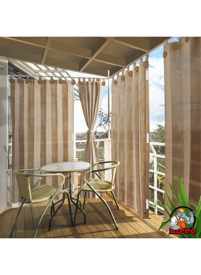 HIPPO - PE 95% Outdoor Sun Blocking Balcony Curtains Loop UV Protection, Sun Shading Light Filtering, Temperature Reducing 9 ft Long Door Curtain, Set of 2 pcs (Persian-Beige || 4.5FTX9FT) - Image 1