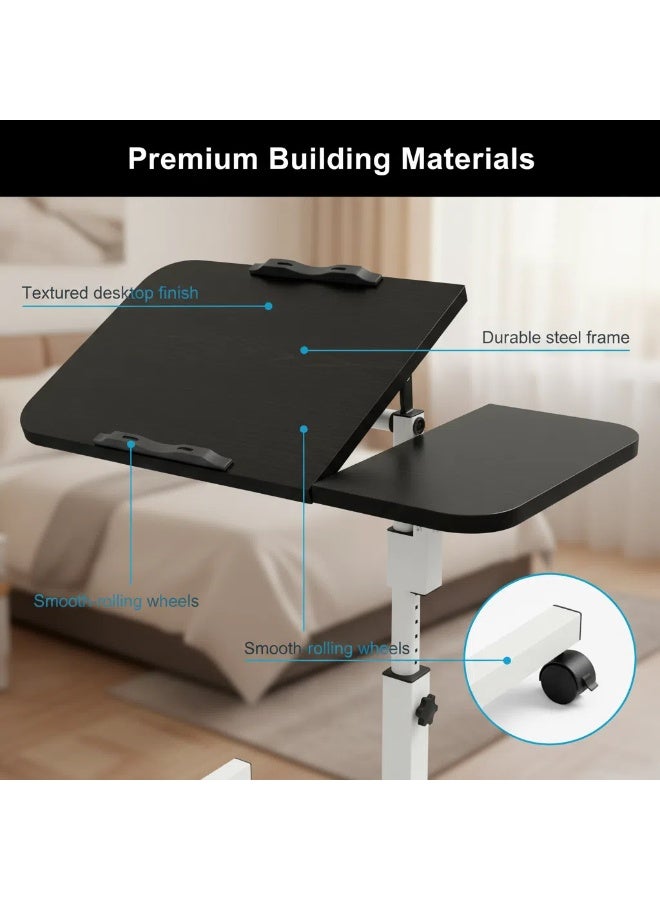 واي آند دي جدول رفع وتدوير كمبيوتر محمول قابل للضبط جدول ثابت قابل للضبط بعجلات 60*40 سم لطاولة القهوة بجانب سرير الأرائك - Image 3