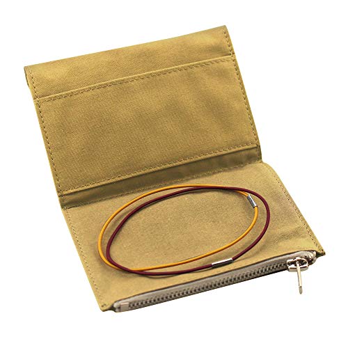 Dwpetzo Canvas Zipper Pouch Refill for Travelers Notebook,Insert Pocket Pack with 2 Elastic Bands TN Accessories Paper Card Holder Storage Bag (Passport Size, Yellow) - Image 1