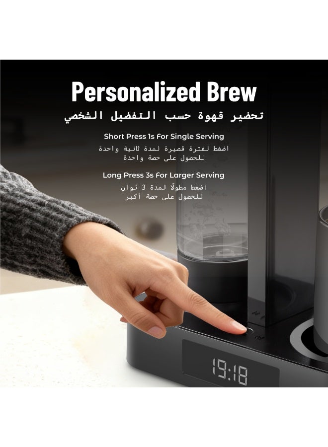 LePRESSO Brew Time Drip Coffee Maker with Multiple Brewing Modes / Stainless Steel Funnel / 250ml Ceramic Cup / 500mL Water Tank / Overheat-Protection / Brew Coffee Machine - Black - Image 3