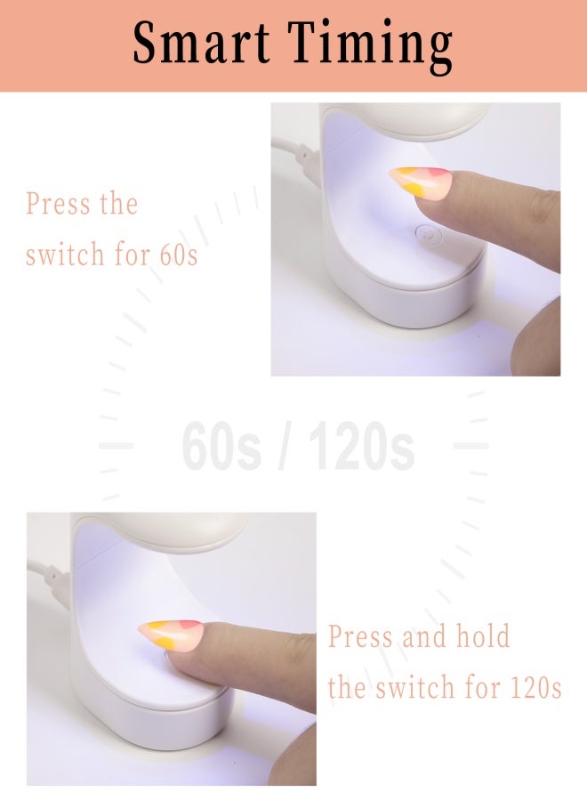 Aiseely Mini UV LED Nail Lamp Gel Polish Nail Dryer UV Gel Curing Lamp USB Nail UV Light LED Therapy Light Nail Art Tools - Image 4