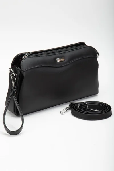 Dilimler Ayakkabı Women's Clutch Wallet Bag Black 3 Compartments Long Short Strap