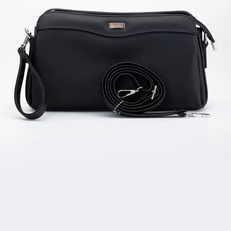 Dilimler Ayakkabı Women's Clutch Wallet Bag Black 3 Compartments Long Short Strap