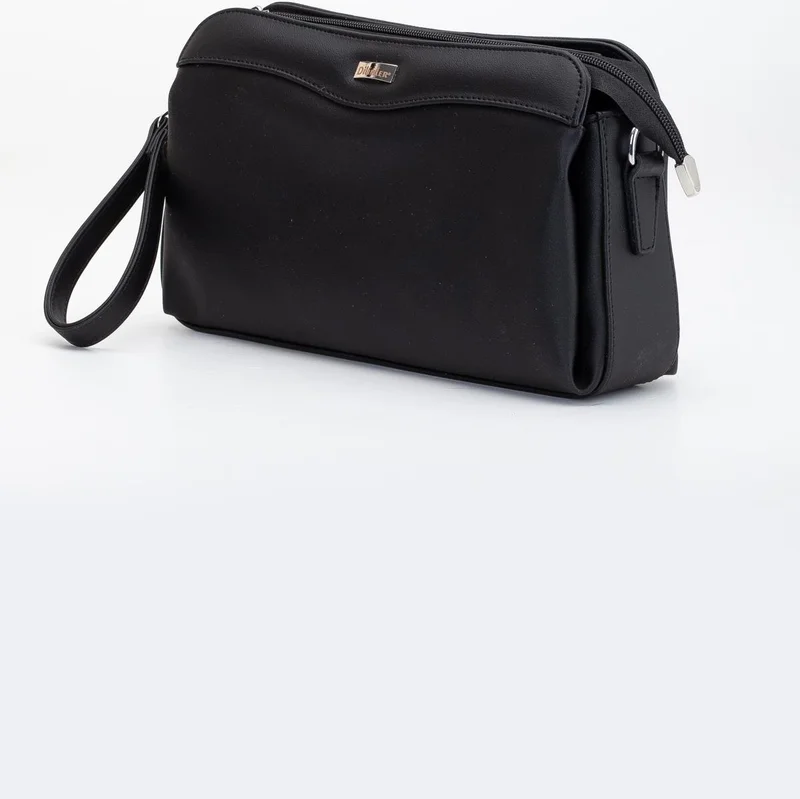 Dilimler Ayakkabı Women's Clutch Wallet Bag Black 3 Compartments Long Short Strap