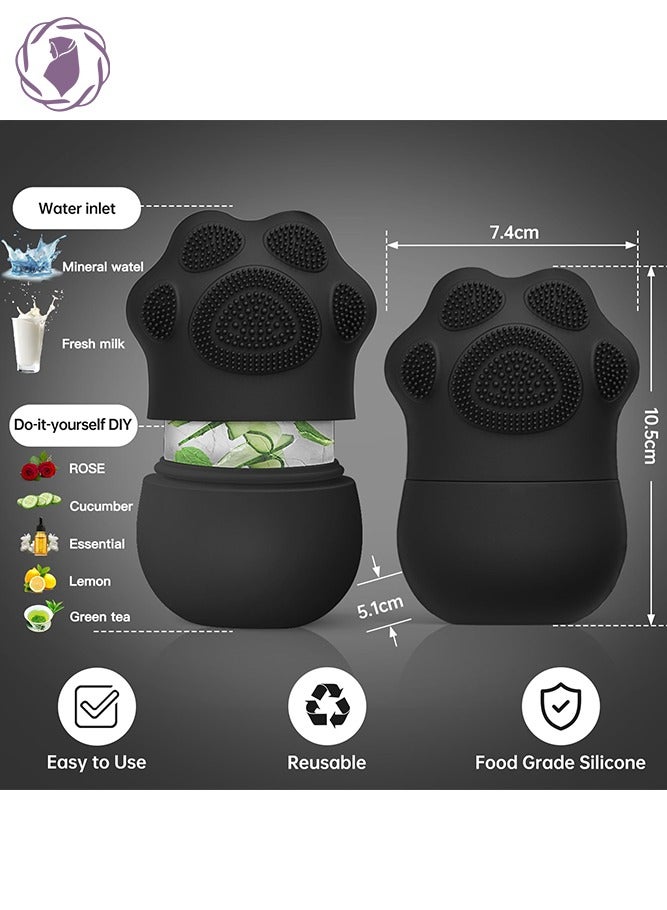 KHAJUL New Cat Paw Shape Ice Roller for Face, Beauty Facial Massage, Glow Cube for Face, Skin Care Tools for Eye Wrinkles, Acne Puffiness Relief (Black)  - Image 2
