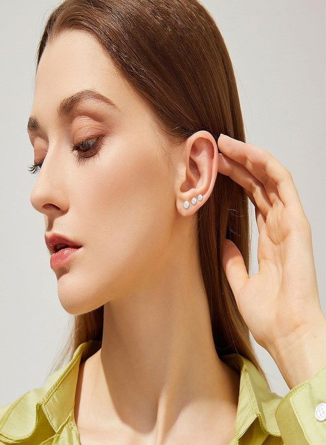 FSSODWT 3Pairs Flower Flat Back Stud Earring for Women Screw Back Pearls Cartilage Earrings Pearls Helix Earrings Hypoallergenic Pearl Earring for Sensitive Skin (5mm/6mm/7mm Pearl) - Image 4