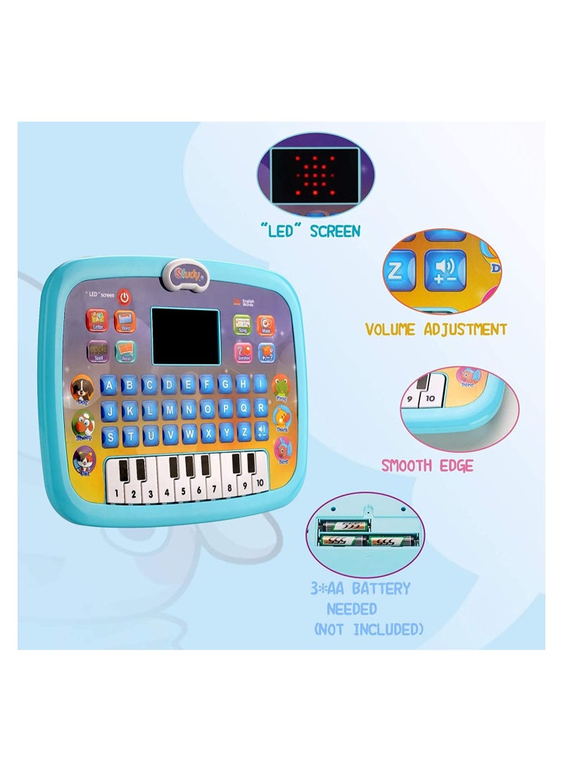 Generic - Baby Tablet Toy for 3 Years Old Boys Girls, Educational Learning Toys with Light and Music, Interactive Toy for Alphabet, Animals and Maths (Blue) - Image 1