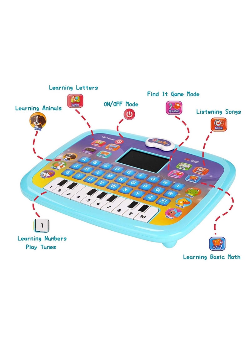 Generic - Baby Tablet Toy for 3 Years Old Boys Girls, Educational Learning Toys with Light and Music, Interactive Toy for Alphabet, Animals and Maths (Blue) - Image 1