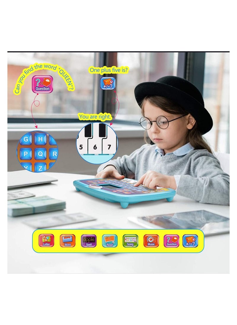 Generic - Baby Tablet Toy for 3 Years Old Boys Girls, Educational Learning Toys with Light and Music, Interactive Toy for Alphabet, Animals and Maths (Blue) - Image 1