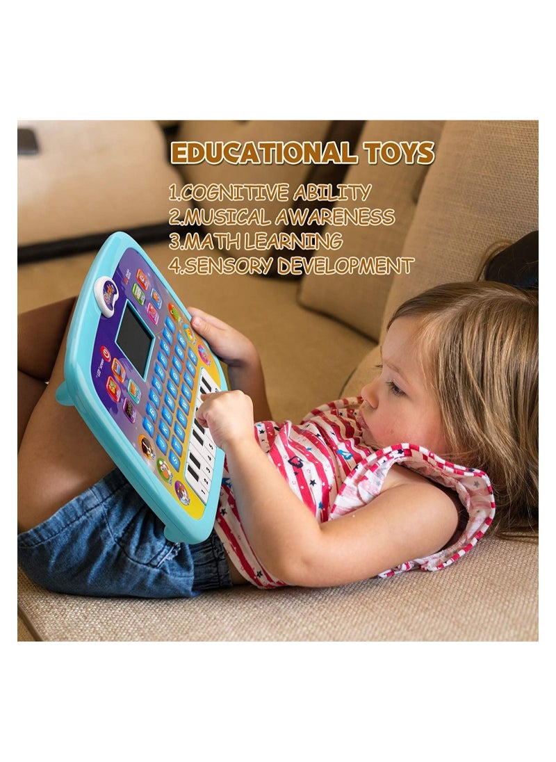Generic - Baby Tablet Toy for 3 Years Old Boys Girls, Educational Learning Toys with Light and Music, Interactive Toy for Alphabet, Animals and Maths (Blue) - Image 1