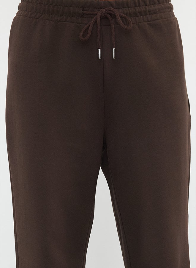 trendyol Bitter Brown Wide Leg Thin Knitted Sports Sweatpants TWOAW22EA0053 - Image 4