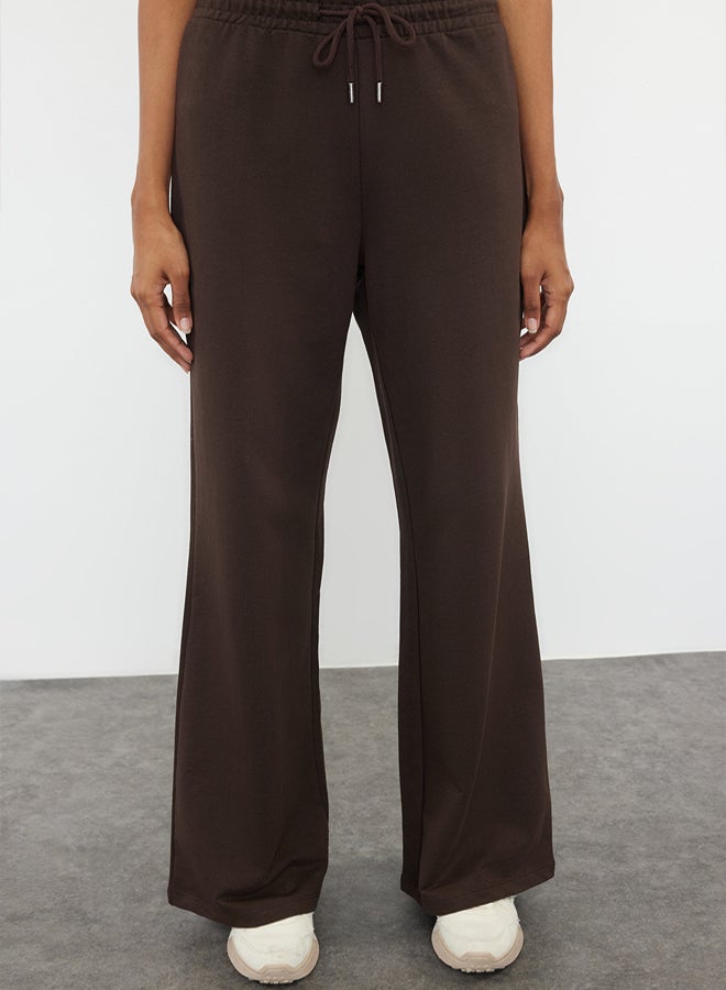 trendyol Bitter Brown Wide Leg Thin Knitted Sports Sweatpants TWOAW22EA0053 - Image 3
