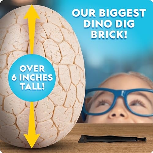 Blue Marble National Geographic Jumbo Dinosaur Egg Dig Kit - Excavate 12 Figures & Replica T. Rex Tooth from Giant 6" Brick, Dino Egg, Educational Science Kits, Gifts for Boys and Girls, Easter Basket Stuffers - Image 2