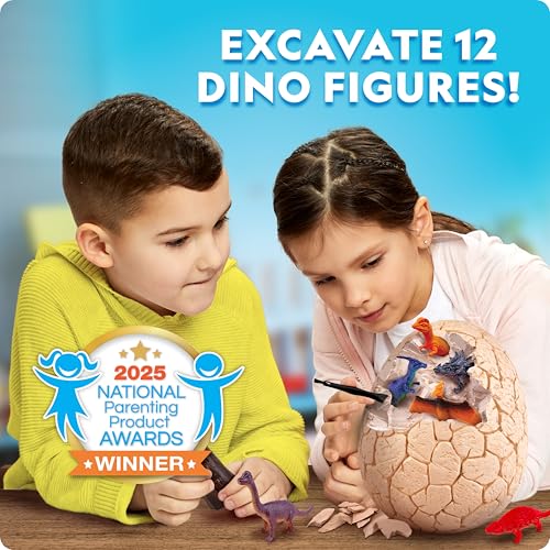 Blue Marble National Geographic Jumbo Dinosaur Egg Dig Kit - Excavate 12 Figures & Replica T. Rex Tooth from Giant 6" Brick, Dino Egg, Educational Science Kits, Gifts for Boys and Girls, Easter Basket Stuffers - Image 3