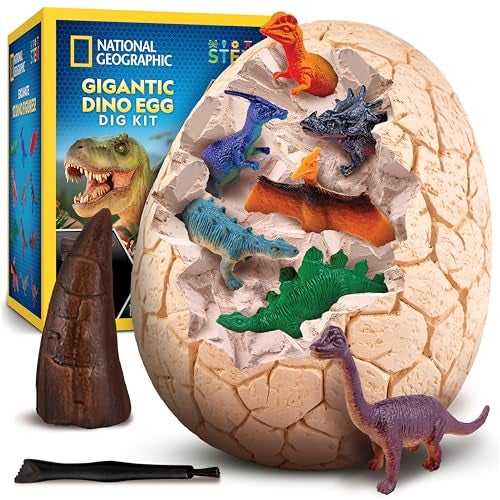 Blue Marble National Geographic Jumbo Dinosaur Egg Dig Kit - Excavate 12 Figures & Replica T. Rex Tooth from Giant 6" Brick, Dino Egg, Educational Science Kits, Gifts for Boys and Girls, Easter Basket Stuffers - Image 1