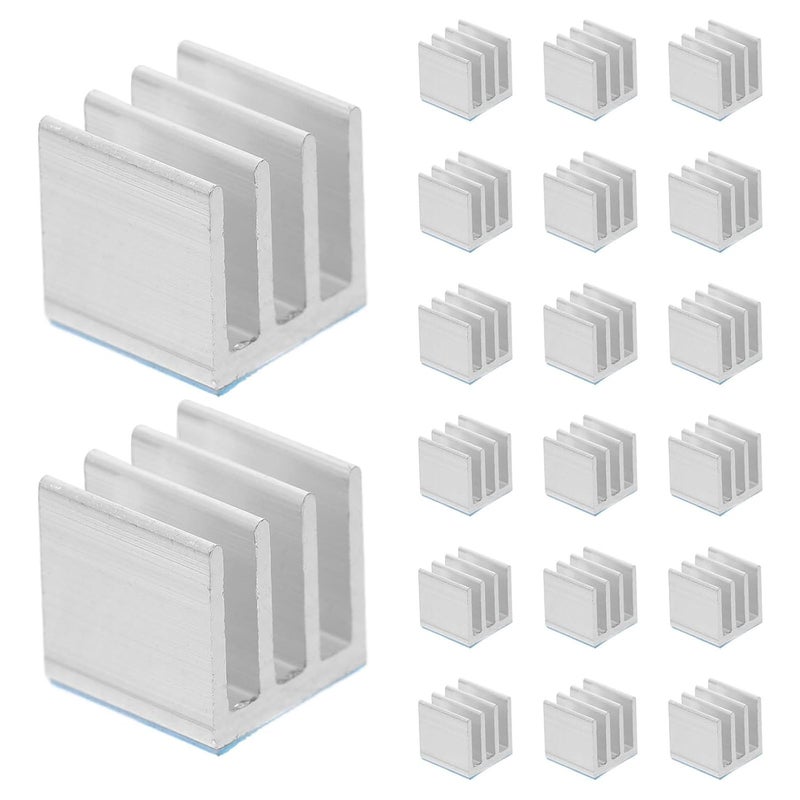 SEWACC 20pcs Aluminum Cooling Fin with Double-Sided Thermal Adhesive Tape, Universal Compact Heatsink Block for Electronic Chip Heat Dissipation, Suitable for Daily Use and Computer - Image 1