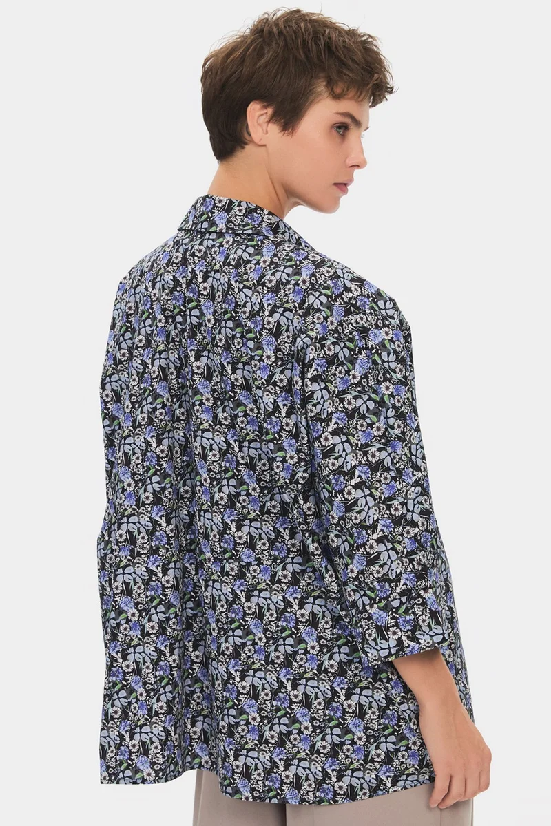JUNE Women's Exclusive Wide Cut Floral Patterned Cotton Shirt