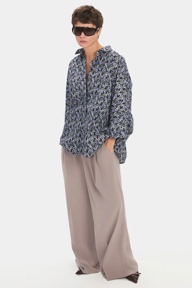 JUNE Women's Exclusive Wide Cut Floral Patterned Cotton Shirt
