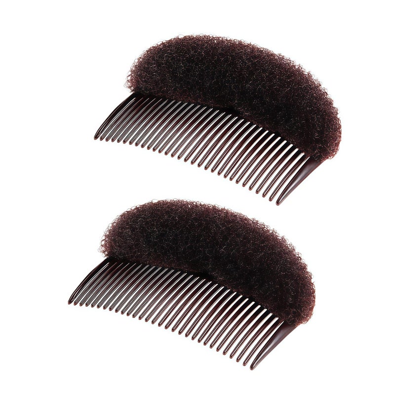 VASANA 2PCS Women Lady Girls Soft Sponge Foam Hair Base Inserts Bump Up Pads Stick Bun Maker Hair Styling Clip Comb Braid Tool Styling Accessories Brown - Image 1