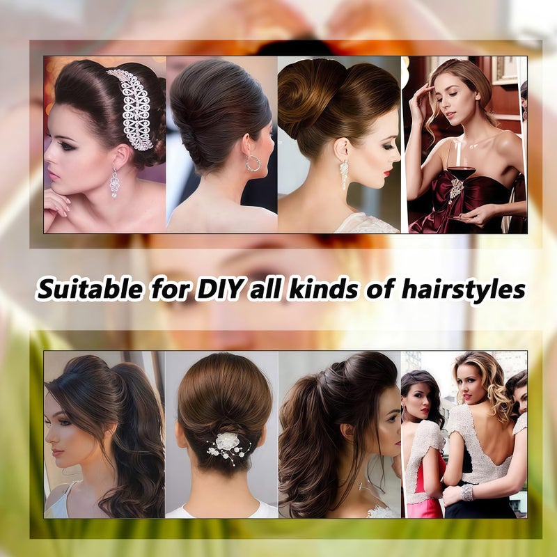 VASANA 2PCS Women Lady Girls Soft Sponge Foam Hair Base Inserts Bump Up Pads Stick Bun Maker Hair Styling Clip Comb Braid Tool Styling Accessories Brown - Image 5