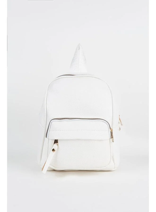 Women's Koala White 3-Compartment Soft Faux Leather Zipper Closure Travel & Daily Backpack.