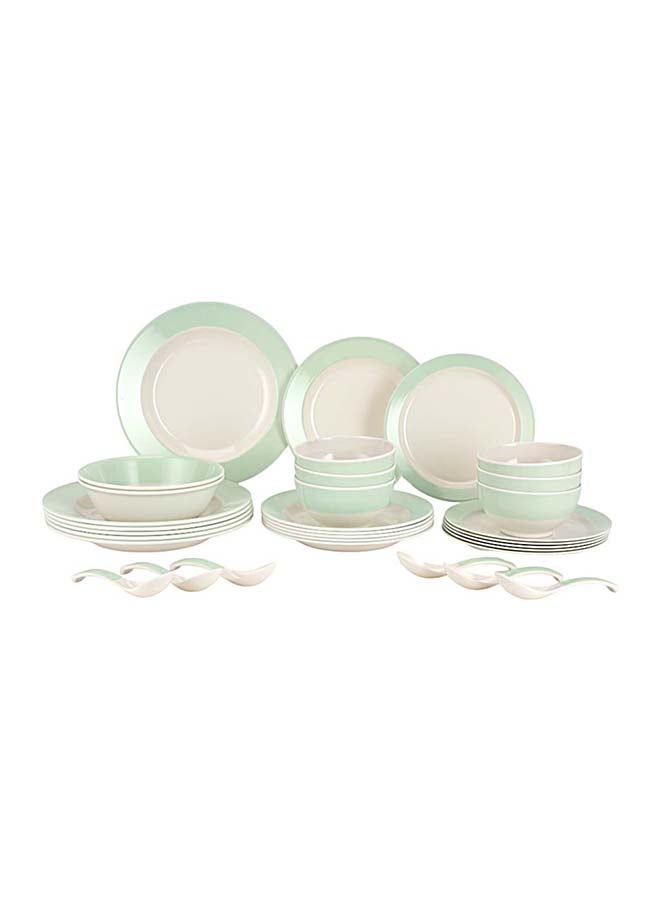 Royalford 32pcs Melamineware Dinner Set RF12511 Includes Deep and Side Plates, Serving and Rice Bowls and Soup Spoons Dishwasher-Safe and Freezer-Friendly Food-Grade Multicolor 3kg - Image 1