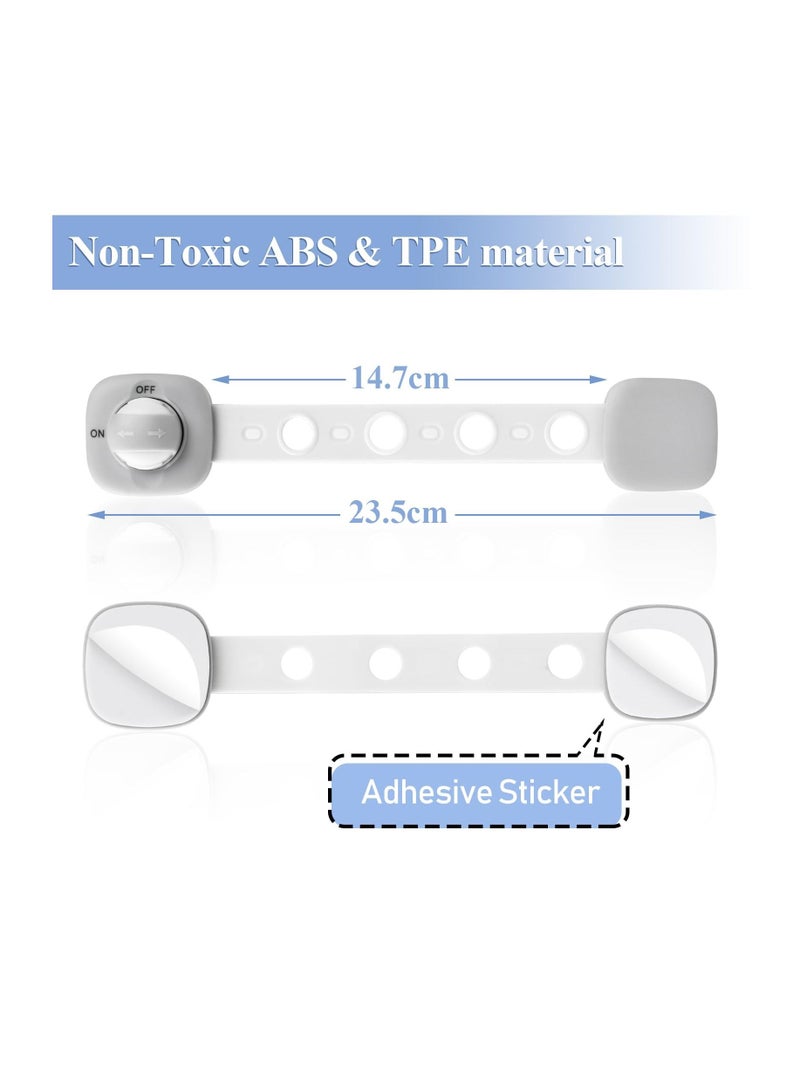 Excefore Child Safety Cupboard Locks, 6 Pack Cupboard Locks for Children, No Drilling, Baby Proof Drawer Cabinet Locks Straps with Adhesive Tape, Babyproofing Safety Locks - Grey and White - Image 2