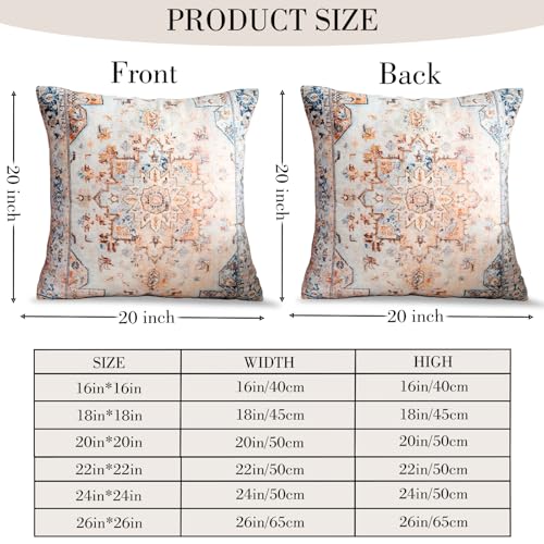 BUAEL Boho Throw Pillow Covers 20x20 inch Set of 2,Boho Vintage Carpet Pattern Antique Ethnic Decor Double Sided Pattern Cushion Cover Soft Pillow Case Living Sofa Room Bed Square Pillow Cover - Image 2