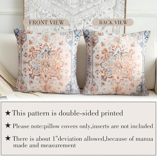 BUAEL Boho Throw Pillow Covers 20x20 inch Set of 2,Boho Vintage Carpet Pattern Antique Ethnic Decor Double Sided Pattern Cushion Cover Soft Pillow Case Living Sofa Room Bed Square Pillow Cover - Image 3