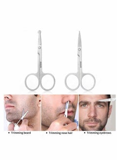 SYOSI Professional Small Ear Nose Hair Scissors, Curved and Safety Rounded Tip Grooming Trimming Beauty Shears for Nail, Facial, Mustache, Eyebrows and Eyelashes 2 Pack  - Image 1