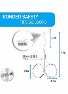 SYOSI Professional Small Ear Nose Hair Scissors, Curved and Safety Rounded Tip Grooming Trimming Beauty Shears for Nail, Facial, Mustache, Eyebrows and Eyelashes 2 Pack  - Image 4