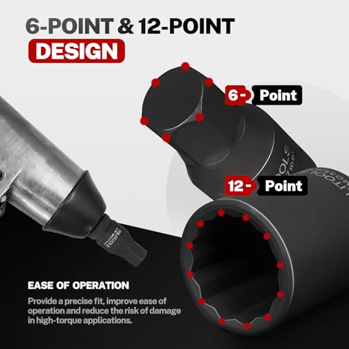 BILITOOLS 12 Point Axle Nut Socket Set, 1/2" Drive Spindle Axle Nut Impact Deep Socket Set 14mm 17mm 19mm 30mm 32mm 34mm 35mm 36mm - Image 4