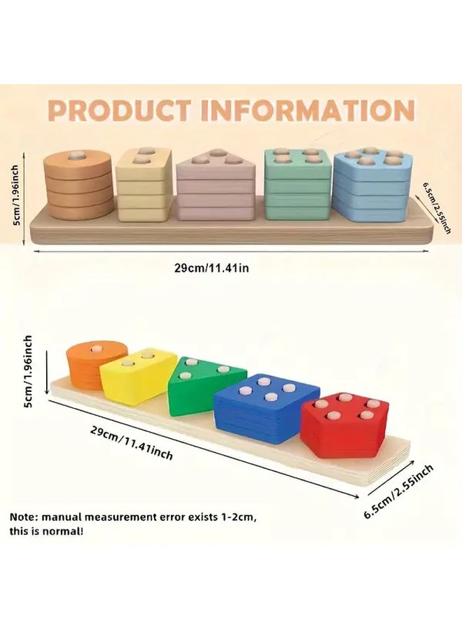 Wooden Sorting Stacking Toy Shape Sorter Puzzle Mix Color Five Models Educational Gift - Image 5