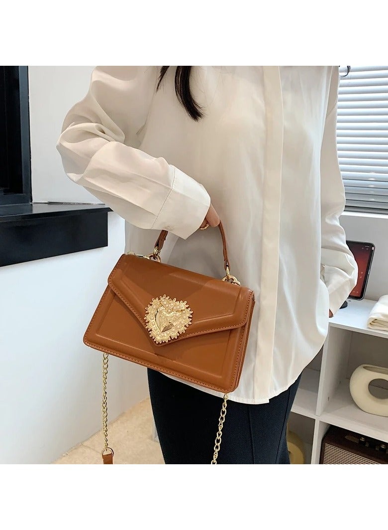 Flip Top Handbag, a Classic And Simple Phone Pouch with Heart Shaped Embellishments, a Stylish And Multifunctional Casual Shoulder Bag And Wallet for Women