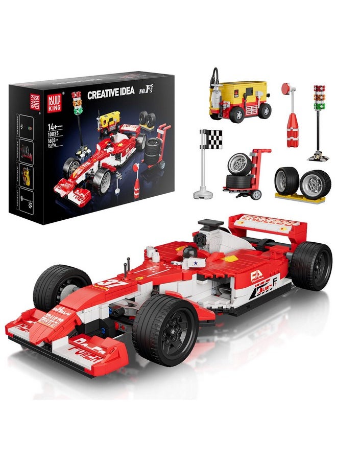 mould king Mould King F1 Car Building Set, 1:12 Scale Formula 1 Model Race Cars, 10035 Car with Spare Tire and Indicator, F1 Blocks Kits for Adults and Boys Kids (1603 Pieces)  - Image 1